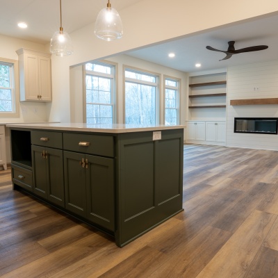 a custom kitchen and great room by Capstone Custom Homes