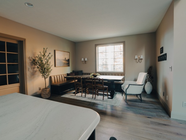 custom dining room bench in a Capstone Custom Home