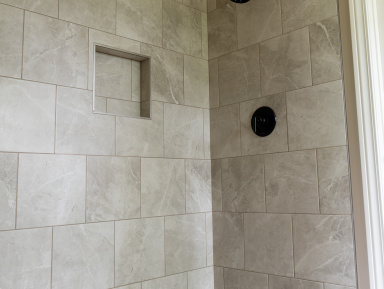 Walk in shower with tile